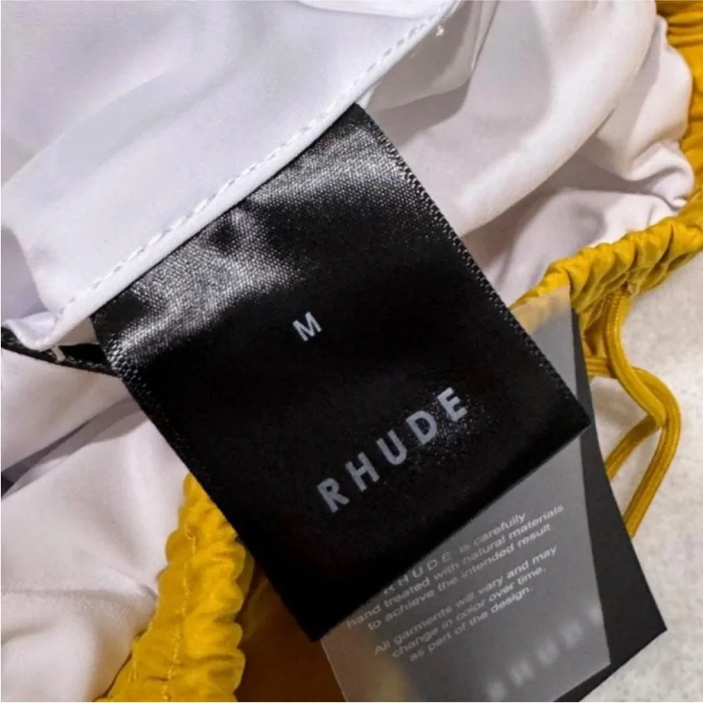 Rhude Panel Logo Shorts White Yellow Multi Men's Medium - Picture 3 of 5